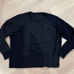 All Saints Black and Charcoal Patchwork Sweater